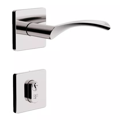 Fechadura Externa Roseta Quadrada Modelo 119 Cromada 3f